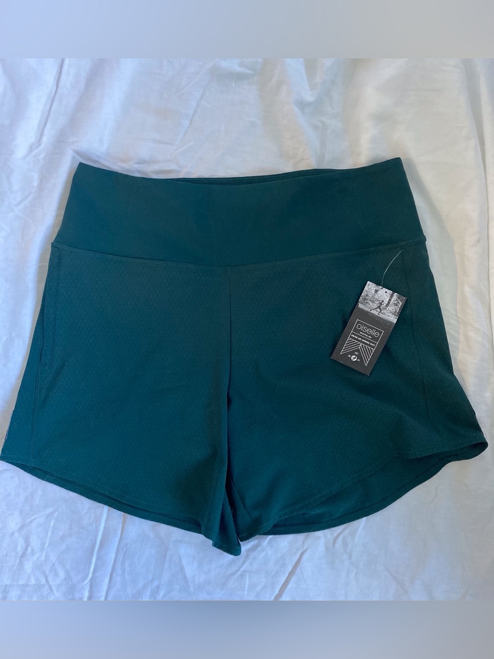 NWT Oiselle High Rise Athletic Running Shorts Dark Green Juniper Size 10